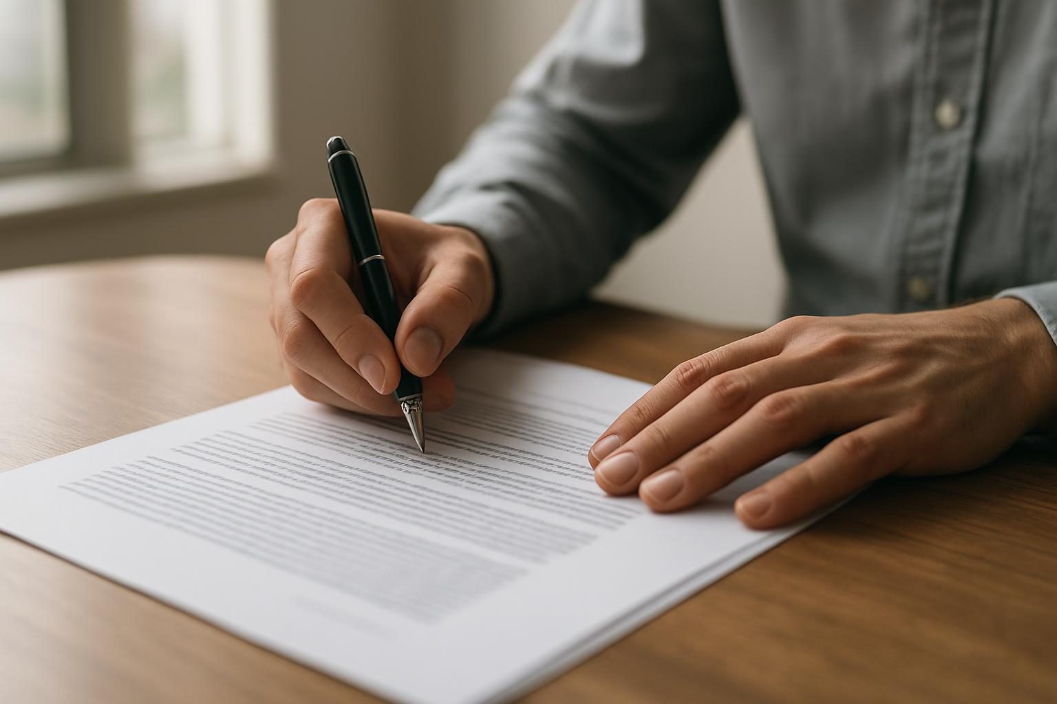 Pessoa lendo com atenção o contrato antes de contratar o plano de saúde