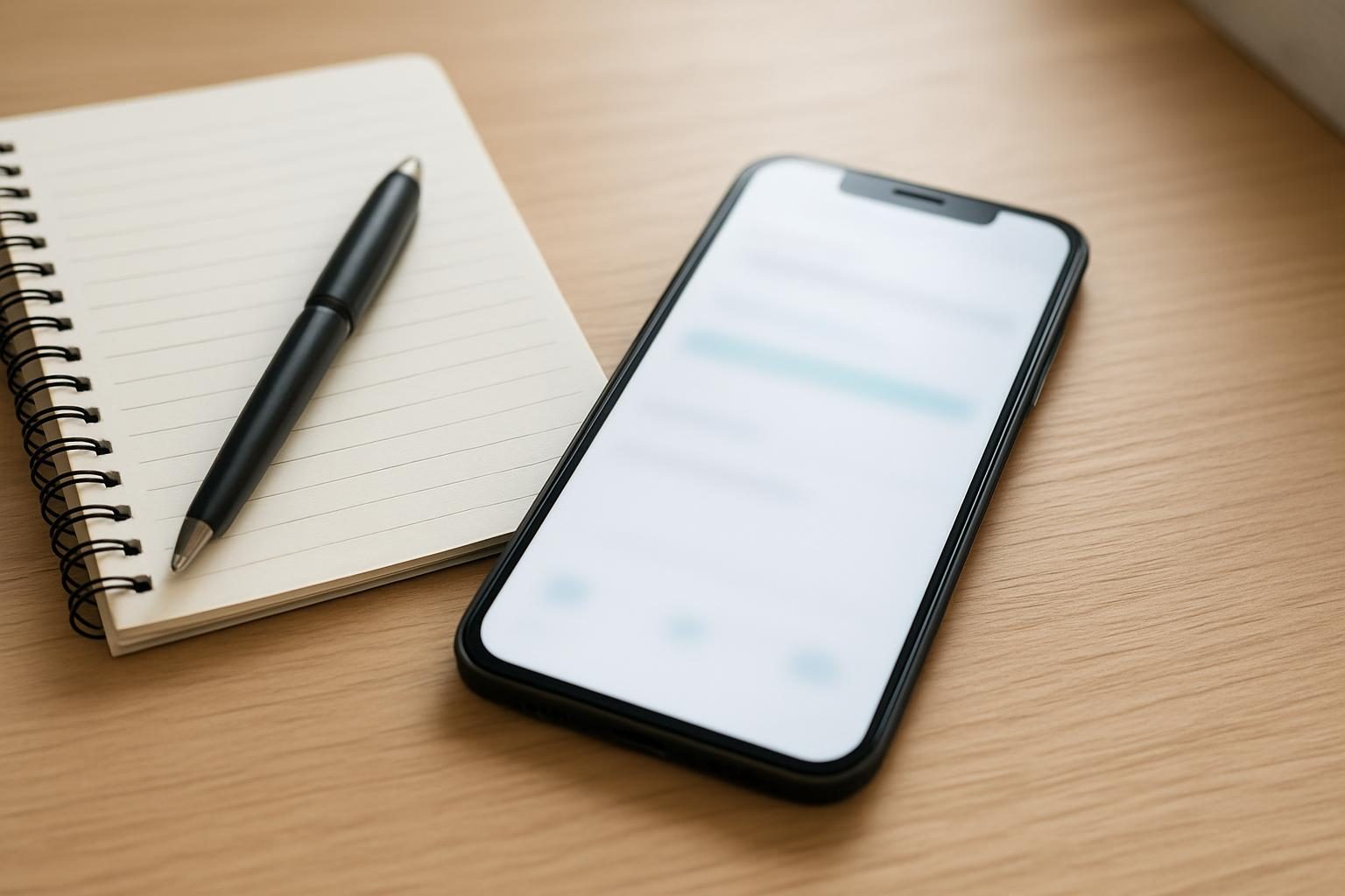 Celular sobre a mesa para consulta de dados do benefício no aplicativo
