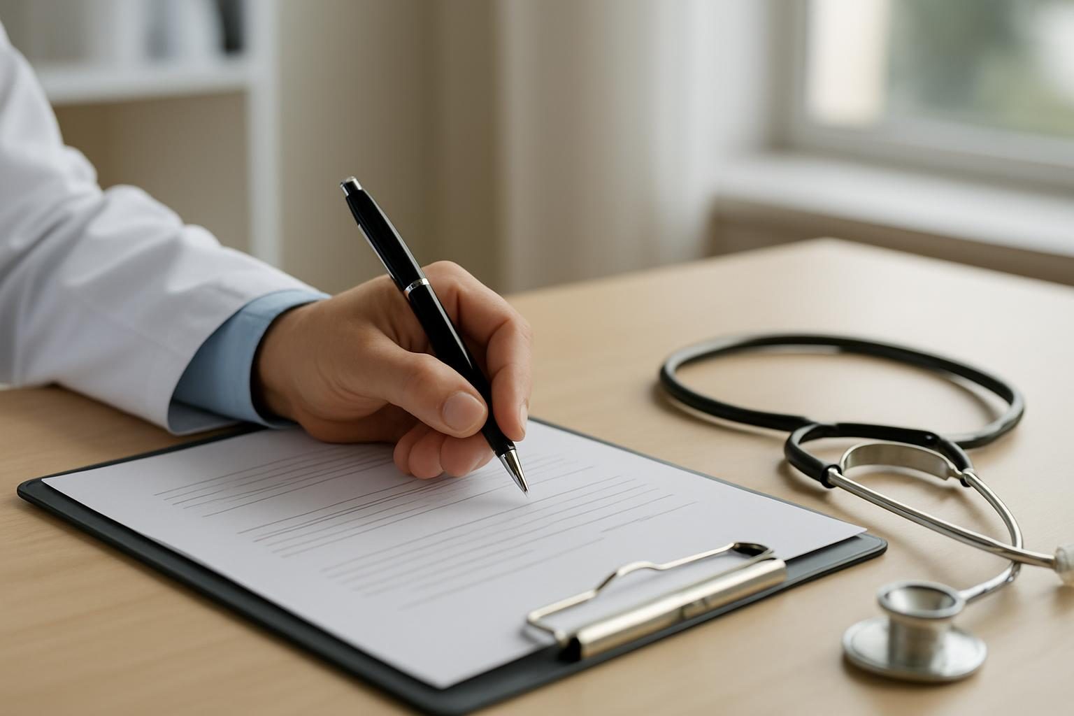 Médico assinando laudo para comprovar incapacidade no pedido de auxílio-doença