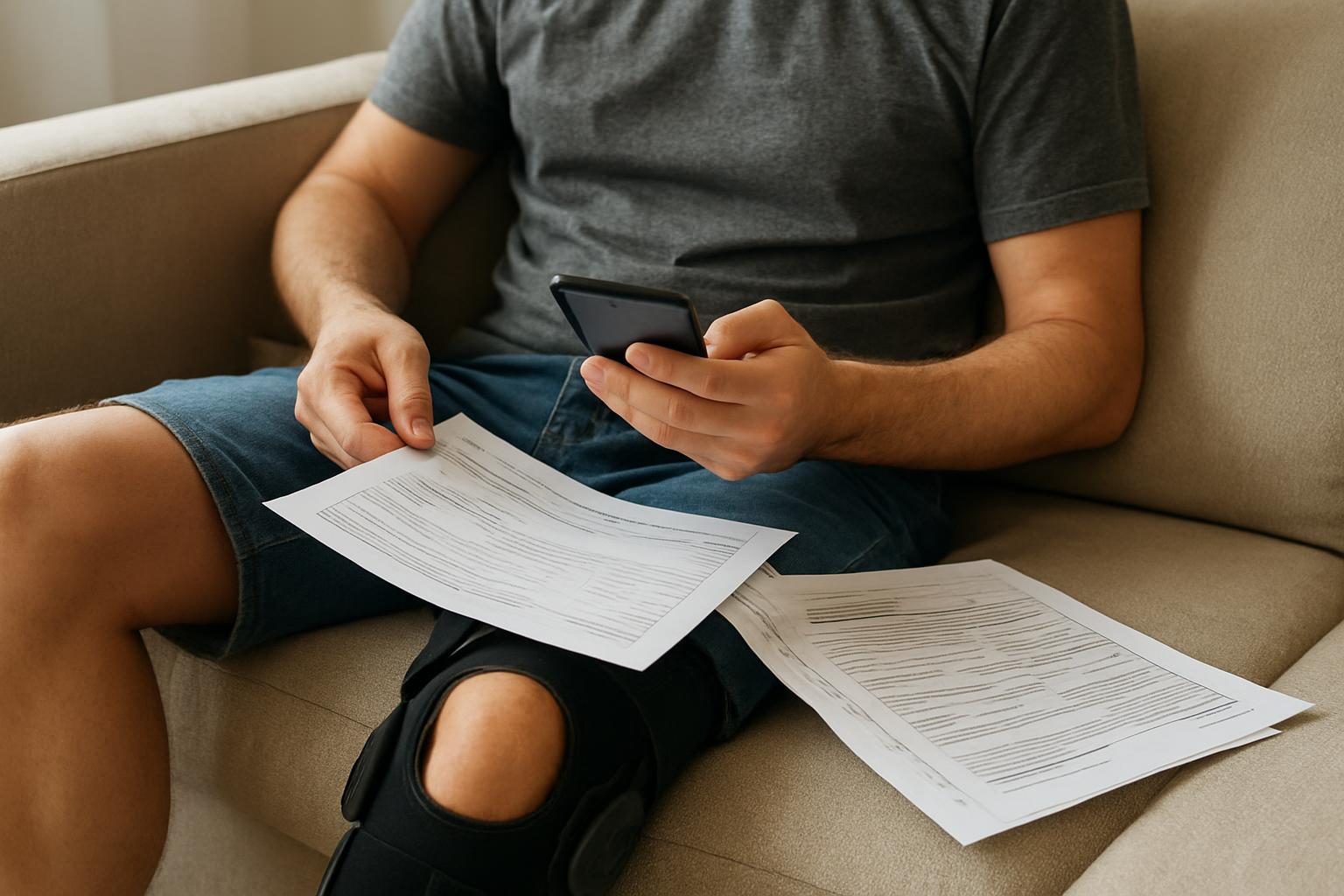 Segurado afastado do trabalho acompanhando pedido de benefício pelo celular