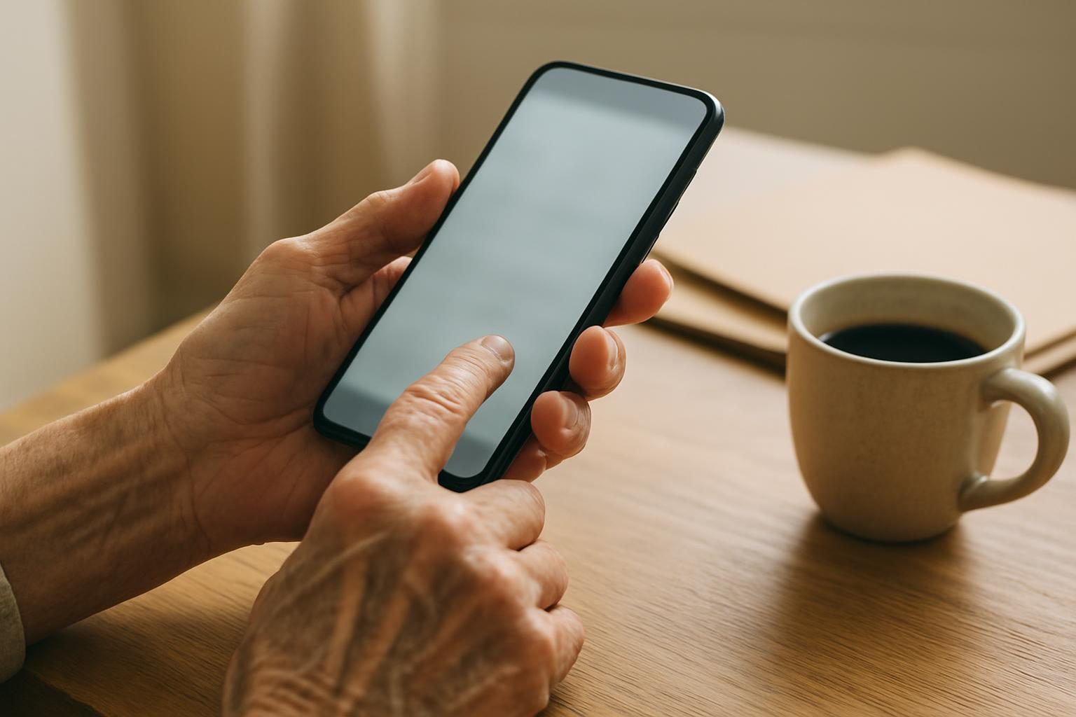 Pessoa usando o celular para consultar o extrato previdenciário