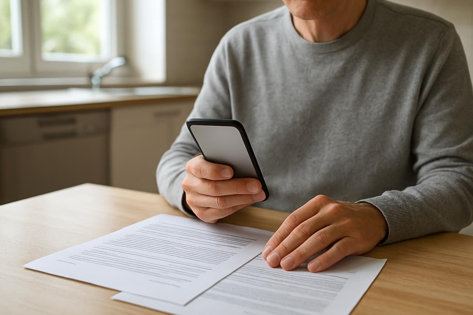 Segurado conferindo o benefício pelo celular em casa